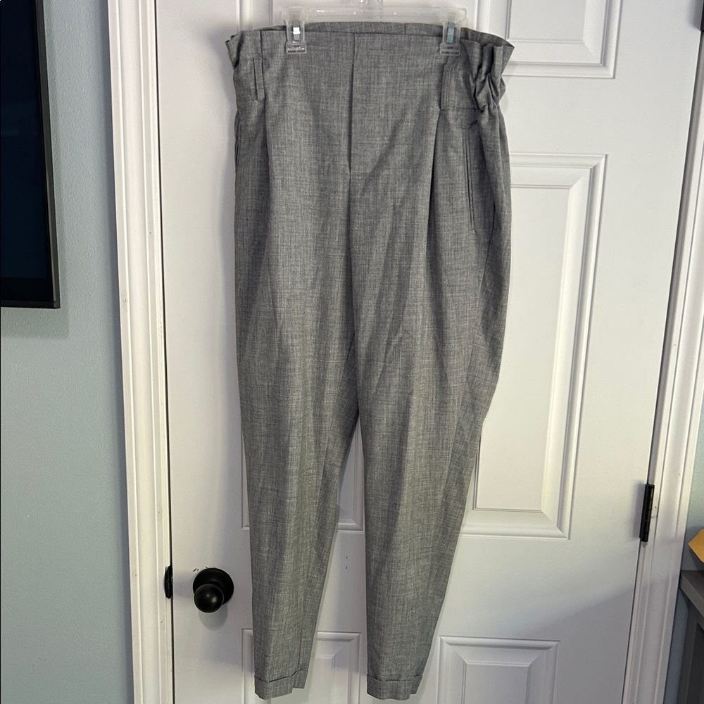 Streetwear Society Light Gray Pleated Tappered Dress Pants